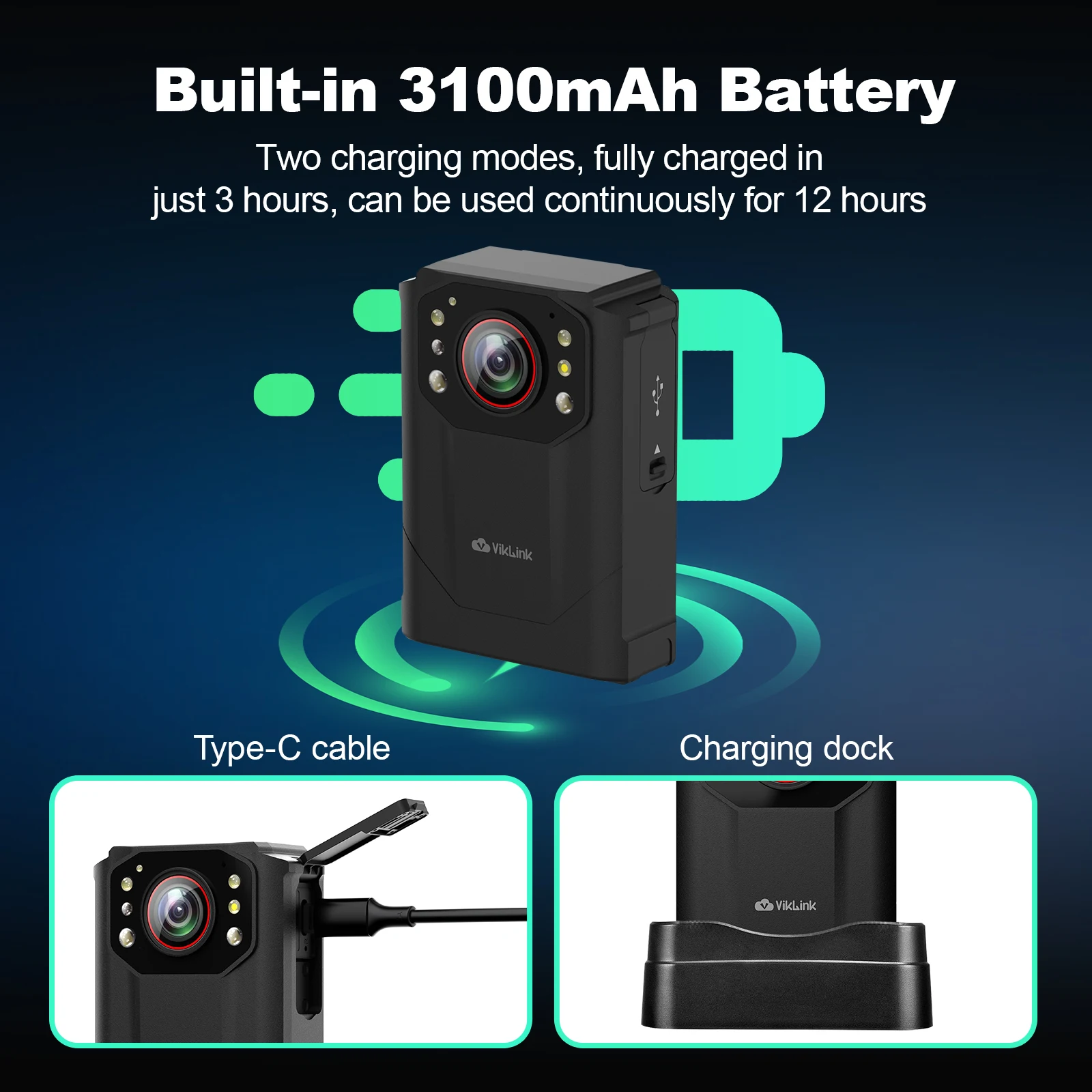 كاميرا Viklink HD الرياضية بالأشعة تحت الحمراء البعيدة للرؤية الليلية GPS كاميرا الحركة المقاومة للماء مسجل الوسائط MicroSD للأنشطة الخارجية