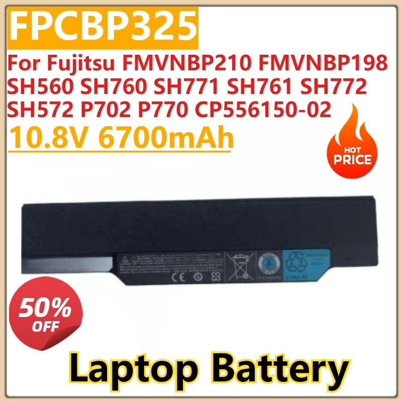 

New 10.8V 6700mAh FPCBP325 Battery For Fujitsu FMVNBP210 FMVNBP198 SH560 SH760 SH771 SH761 SH772 SH572 P702 P770 CP556150-02
