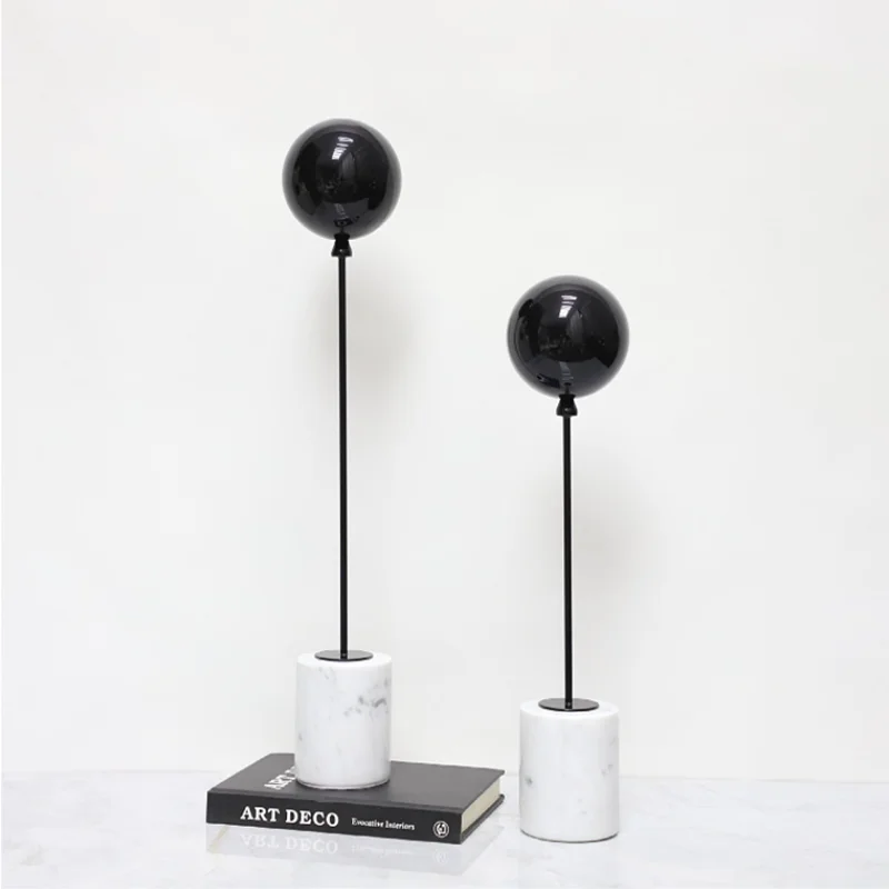 Minimalist Balloon Art Sculpture, Natural Marble Base, Tabletop Ornaments, Metal Balloon Sculpture, Room Aesthetic Decoration