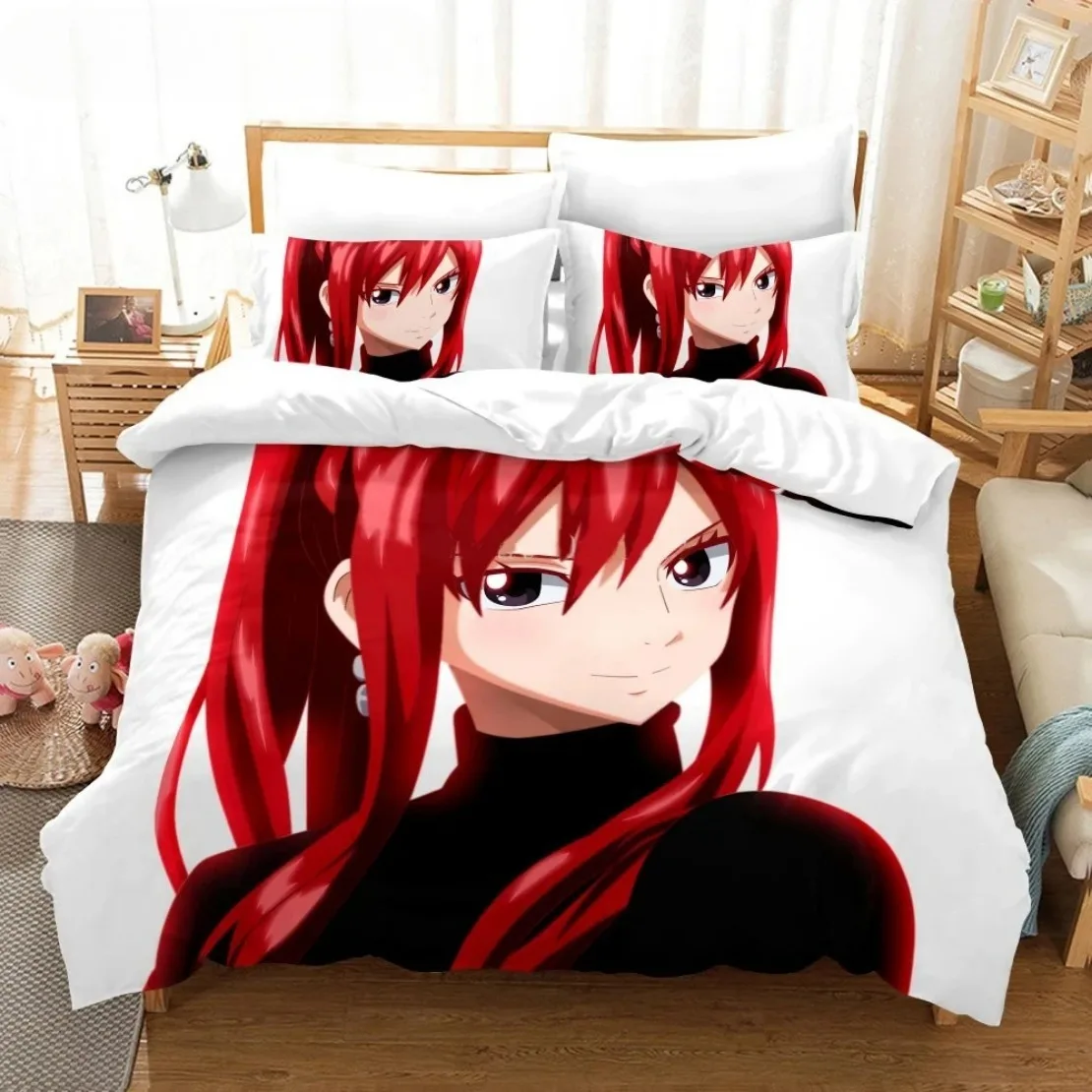 Customisable name 3D Print Anime Fairy Tail Bedding Set,Cartoon Fairy Tail Duvet Cover Single Double King Size Children Gifts