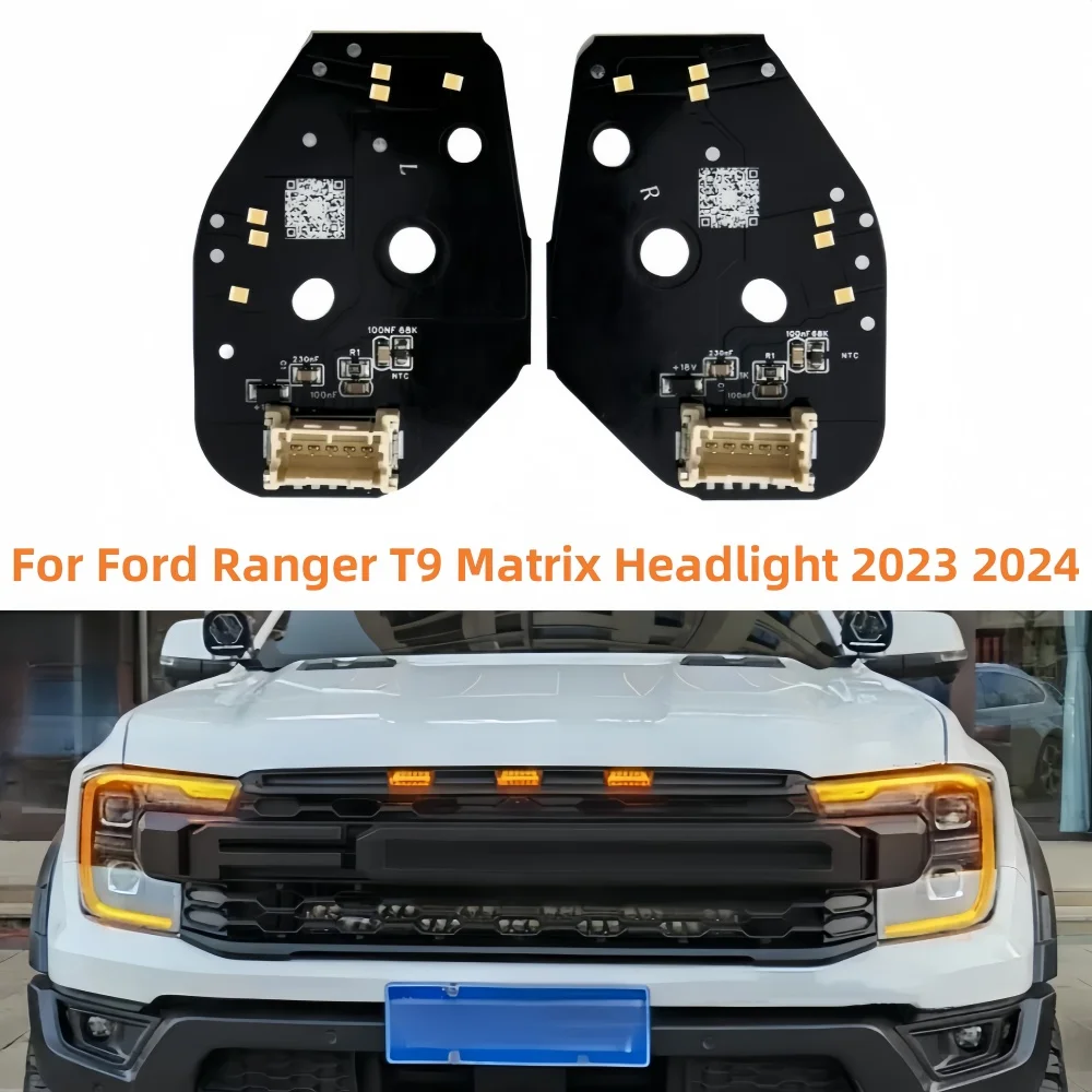 

Светодиодные чипы DRL для Ford Ranger T9 2023 2024, матричные фары, дневные ходовые огни, модуль указателя поворота, источник света автомобиля, янтарный