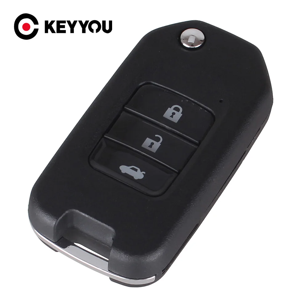 KEYYOU FOLDING FLIP REMOTE SHELL FOB CASE 3 BUTTONS FIX FOR 2014 HONDA CRIDER JADE CIVIC ACCORD CITY ODYSSEY KEY