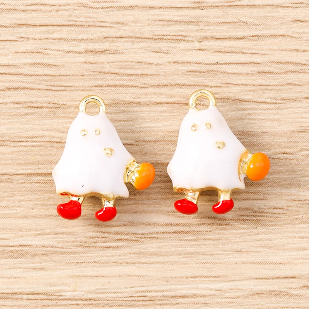 Tusember 5 Stück Halloween-Geister-Anhänger, niedliche Geister-Anhänger, baumelnde Charm-Perlen, passend für Original-Armbänder aus 925er Sterlingsilber, DIY-Schmuck – Detail 14