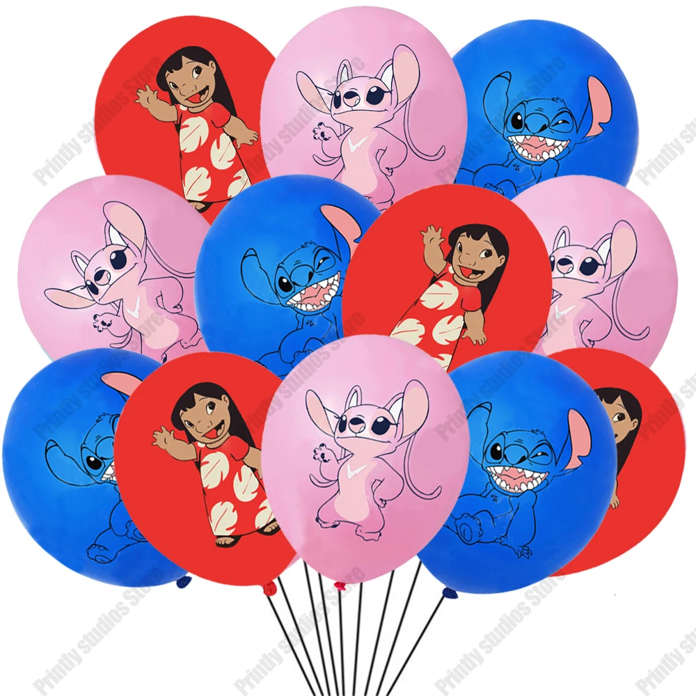 10PCS 12Inch Disney Lilo and Stitch  Latex Balloon Set Globo Boy Girl\'s Birthday Party Baby Shower Party Decorations Kid Toys