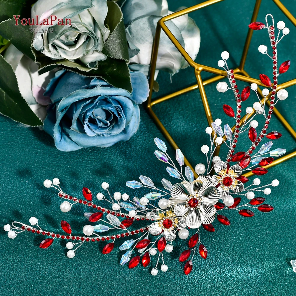

YouLaPan Pearl Crystal Wedding Headpieces Elegant Alloy Flower Bride Headband Hair Accessories Handmade Hair Jewelry Gift HP934
