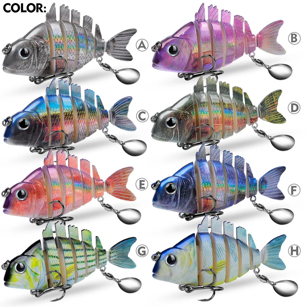 Искусственная приманка Sunfish Swimbait с 6 сегментами и вращающейся лепестковой блесной, 9 см, 24,6 г, имитация для ловли судака, окуня, для пресноводной и морской рыбалки