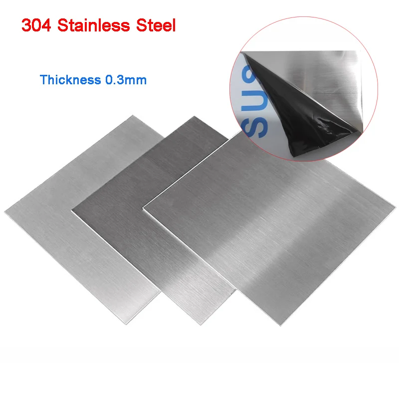 

1-5pcs 304 Stainless Steel Square Plate Sheet Flat Brushed Metal Polished Plate Thickness 0.3mm 100x100 100x150 100x200 300x400