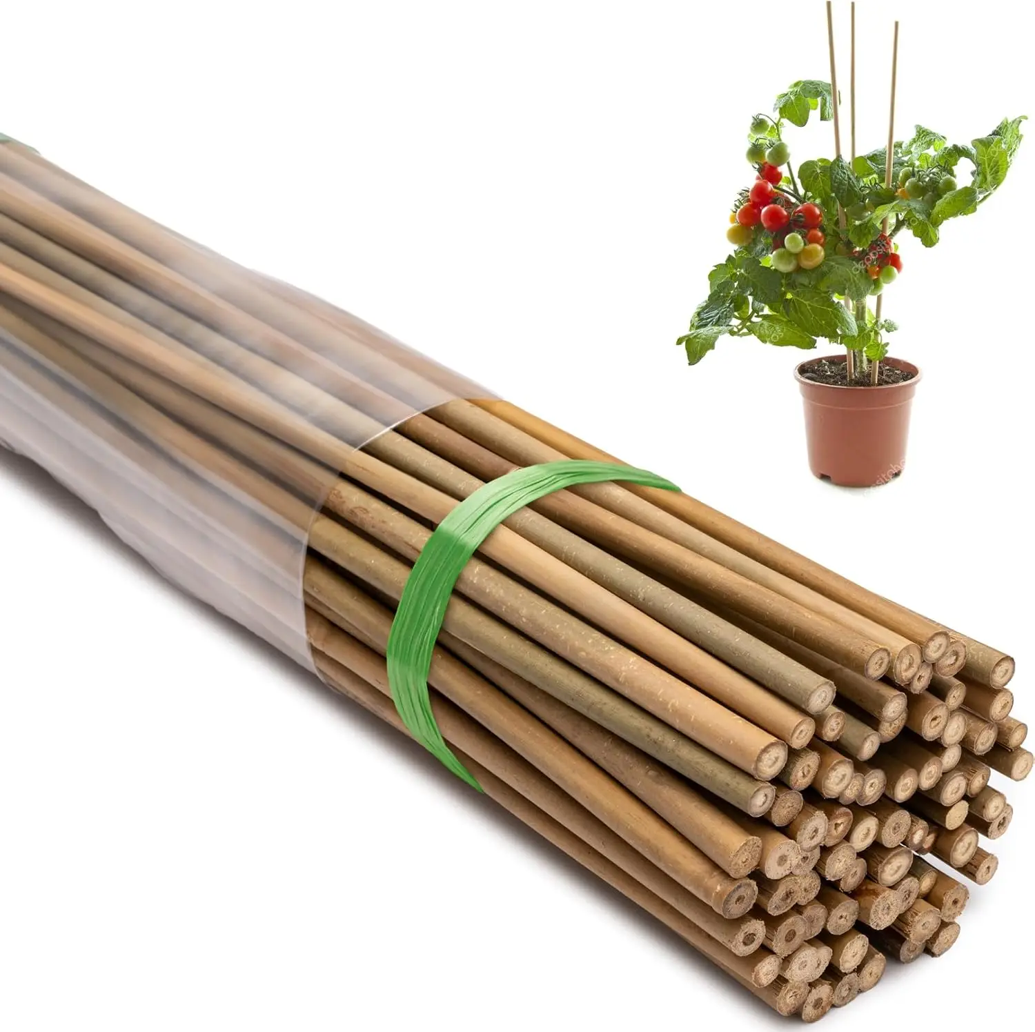 60 Pcs Bamboo Stakes, 6 Feet Natural Bamboo Garden Stakes for Plant, Garden Bamboo Plant Sticks for Plants Support, Tomato, Bean