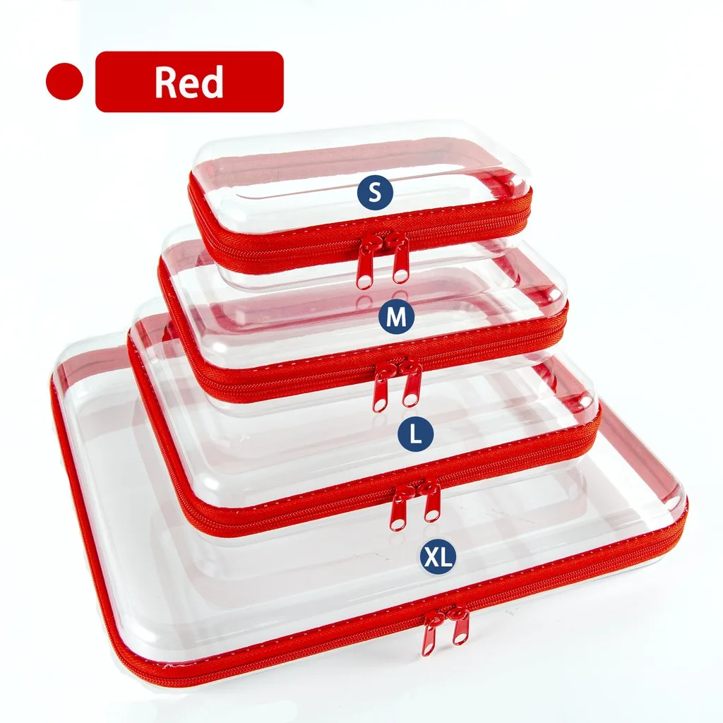 Transparent PET Plastic Zipper Storage Box Clear Home Organizer Container for Earphones Chargers Pouch Gift Bags Dustproof Case