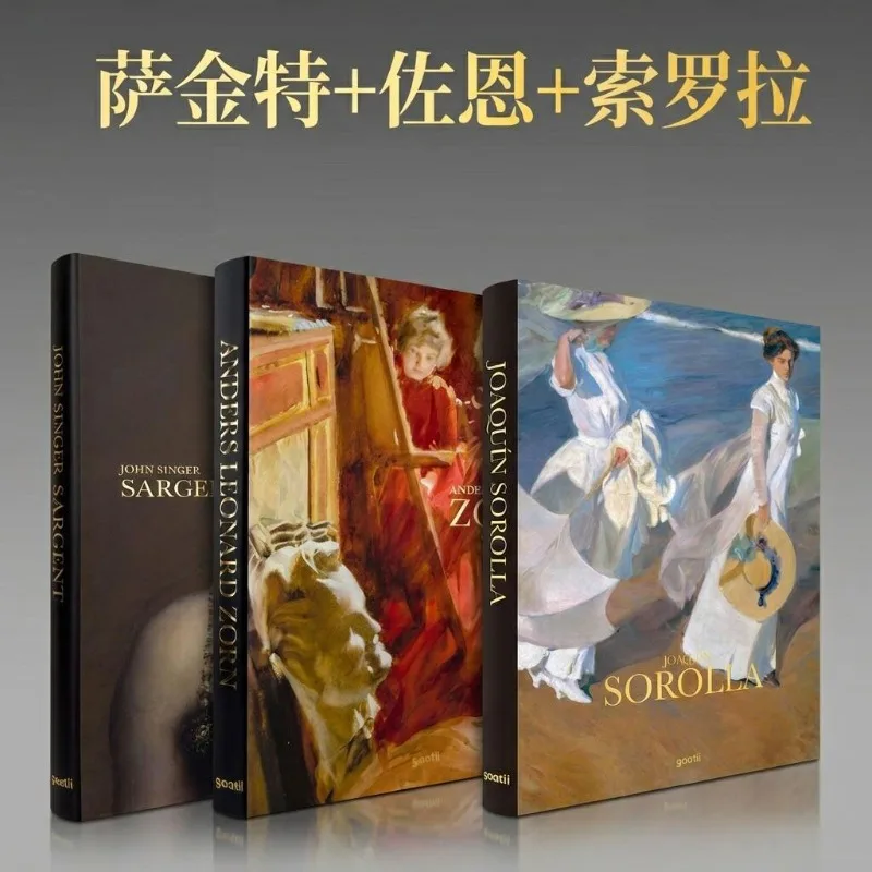Sargent Zorn Sorolla 3 Books Collection Set Master Painters Oil Painting Art Appreciation Hardcover Books