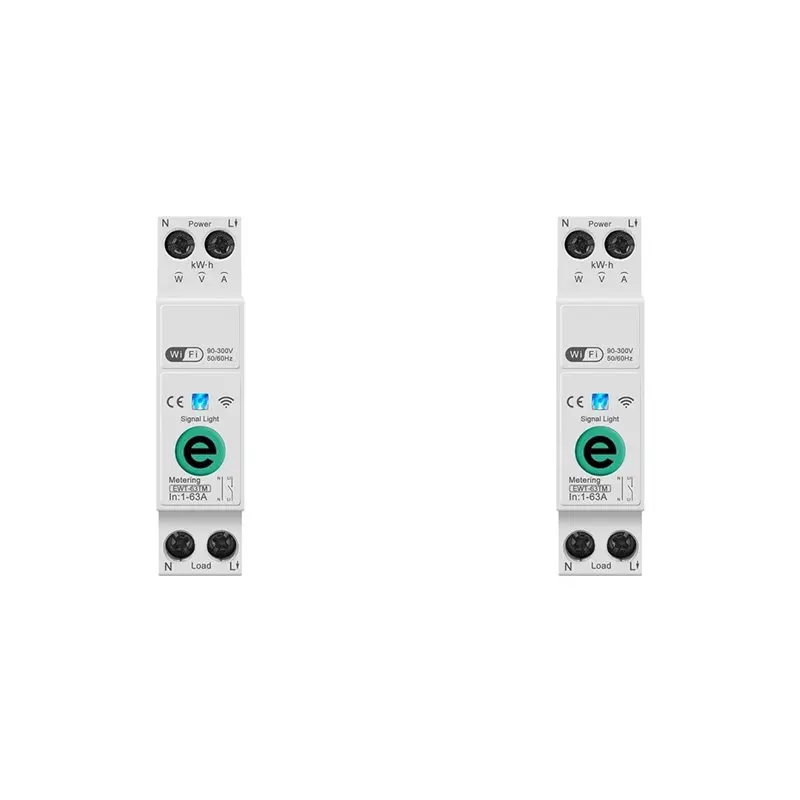 

B44C 2X Ewelink 1P+N 63A 110V 220V WIFI Smart Switch Energy Meter Kwh Metering Circuit Breaker Timer Relay