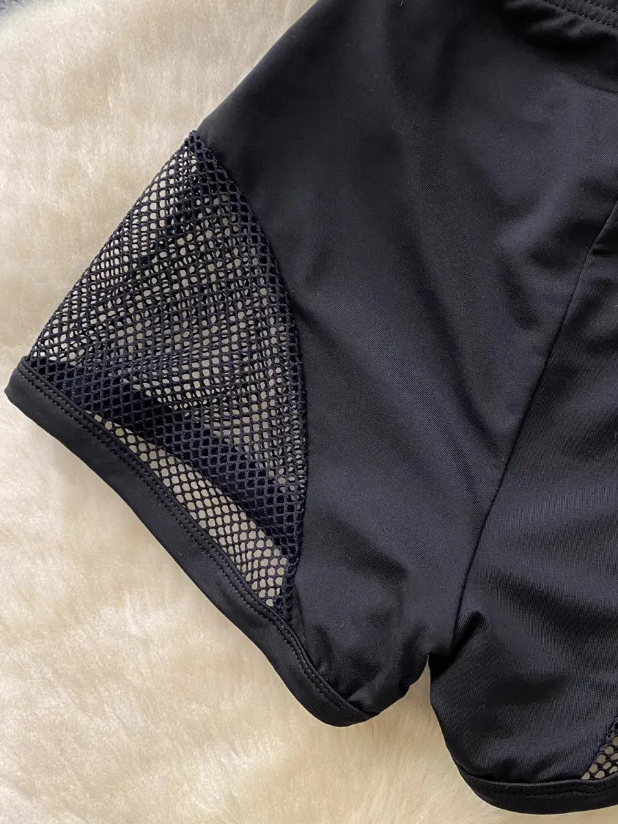 Calça de moletom casual feminina, verão, nova, sexy, apertada, quadril, pura luxúria, grade preta, patchwork, y2k, shorts de rua