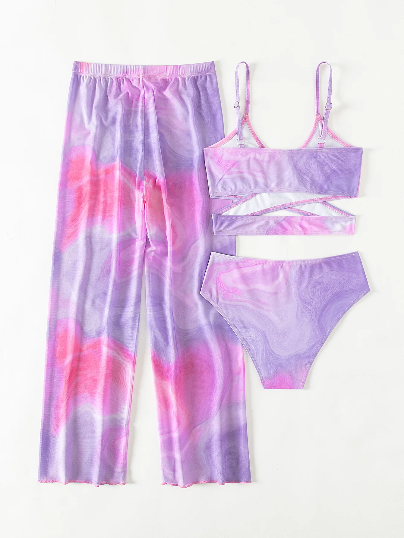 Purple Print String  Bikini Girls Swimsuit Kids Swimwear Female Children's Bathers Bathing Swimming Swim Suit Beachwear