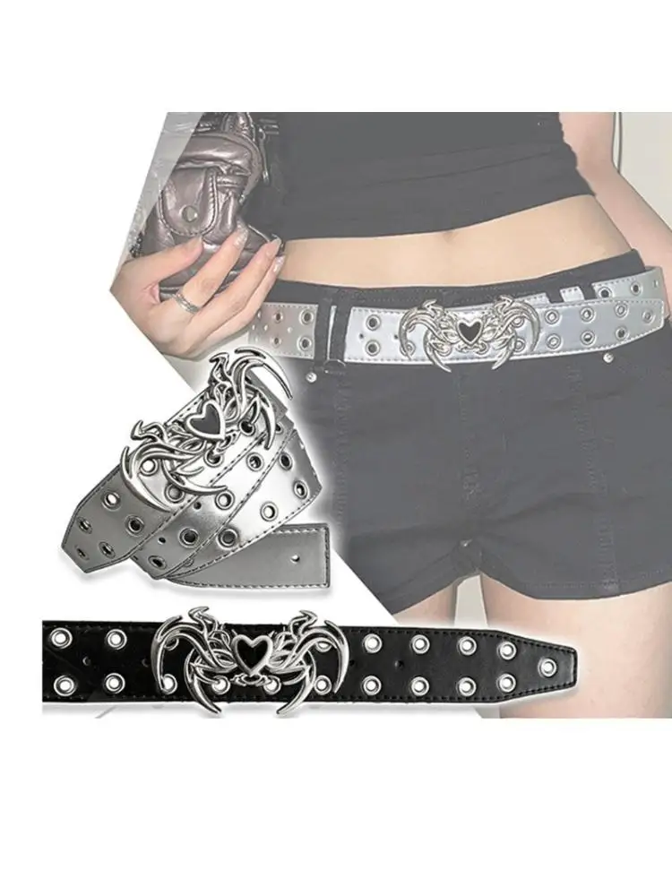 652F حزام بإبزيم معدني مزدوج الصف للرجال والنساء والأطفال، تصميم من الجلد الصناعي #1