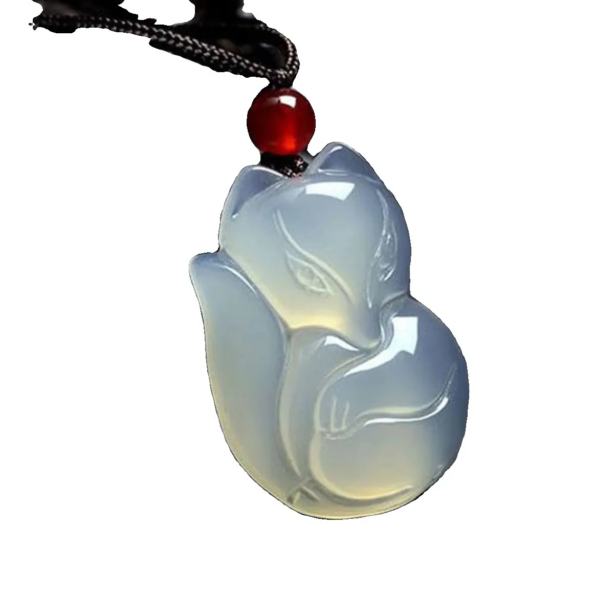 Natural Ice Species Of Chalcedony Agate Fox Immortal Wang Peach Lovers Necklace Jade Pendant