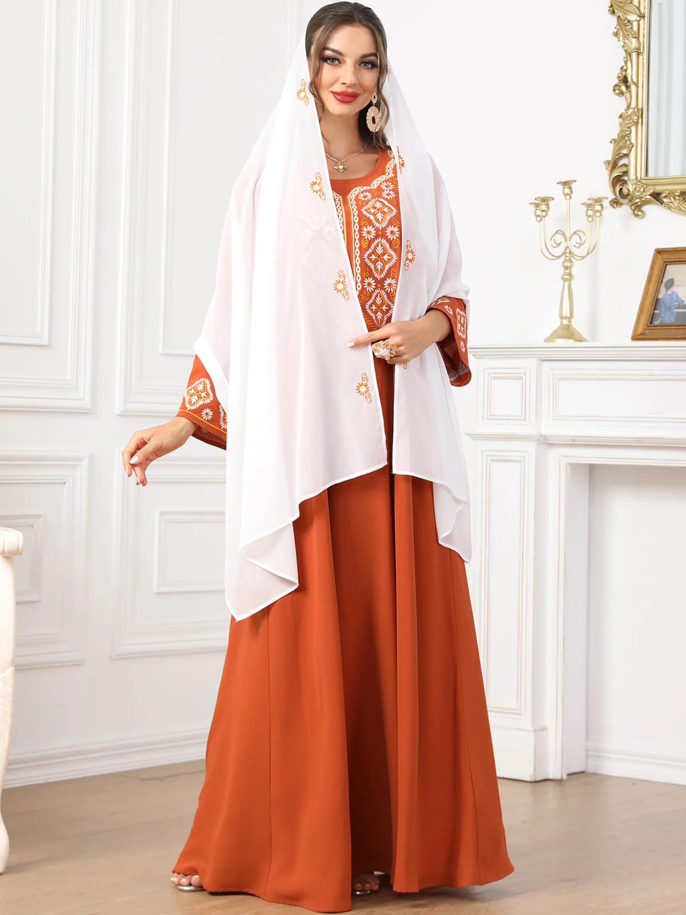 Vestido musulmán bordado elegante para mujer, Jalabiya, Abaya, Ramadán, vestido largo, Kimono, bata marroquí, caftán