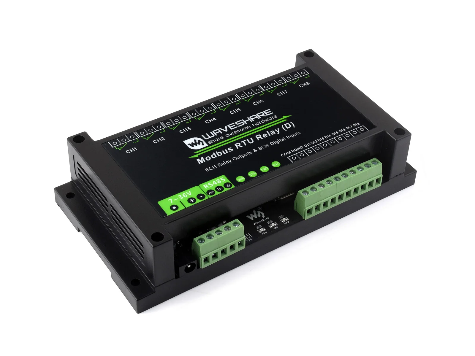 Waveshare Industrial Modbus RTU 8-ch Relay Module (D) With Digital Input and RS485, Modbus RTU Protocol, Hardware Analysis