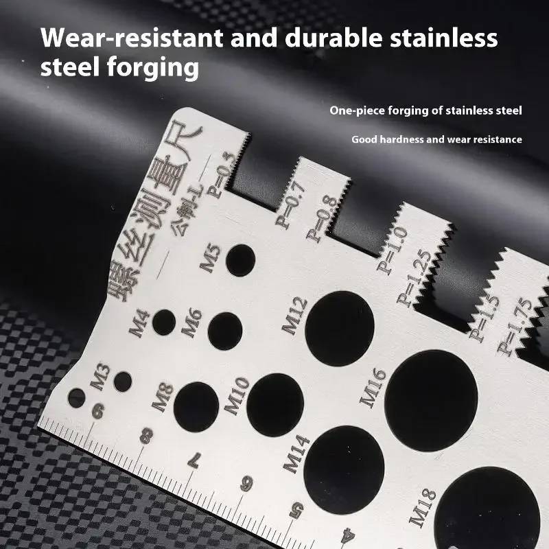 Screw Thread Pitch Gauge Ruler Measuring Tool Bolt Nut Metric Machining Threads Screw Cutting Gauge Angle Model Measuring
