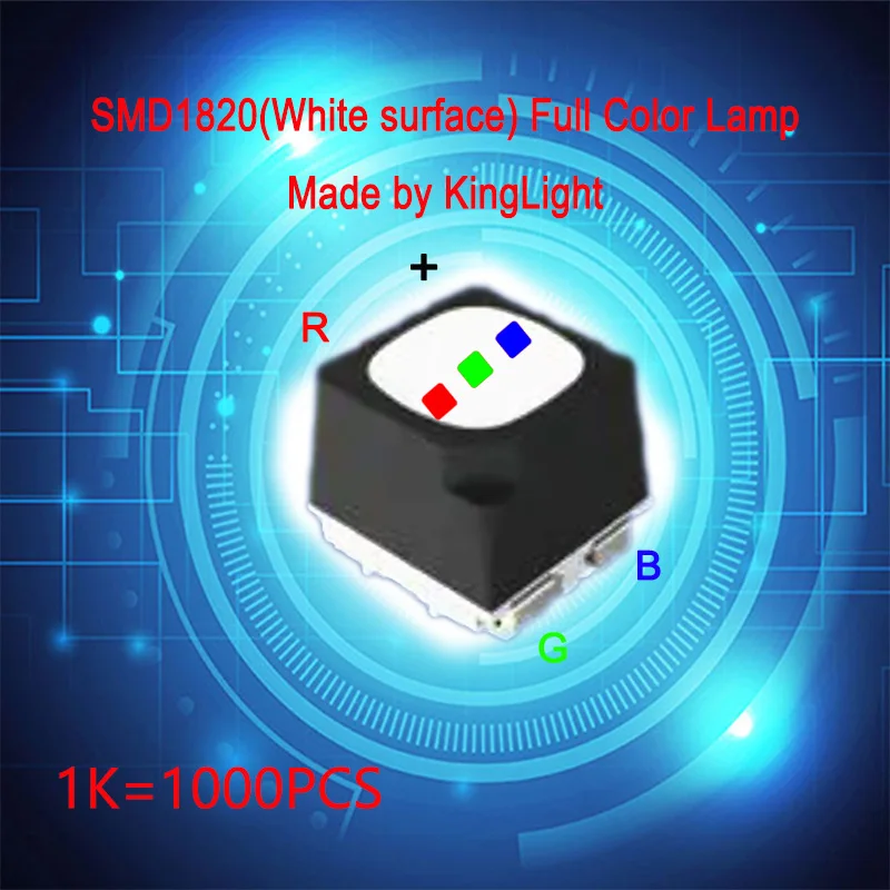 Kinglight SMD1820（White surface） full color LED lamp of four feet used for LED display maintenance，Outdoor RGB  lamp beads