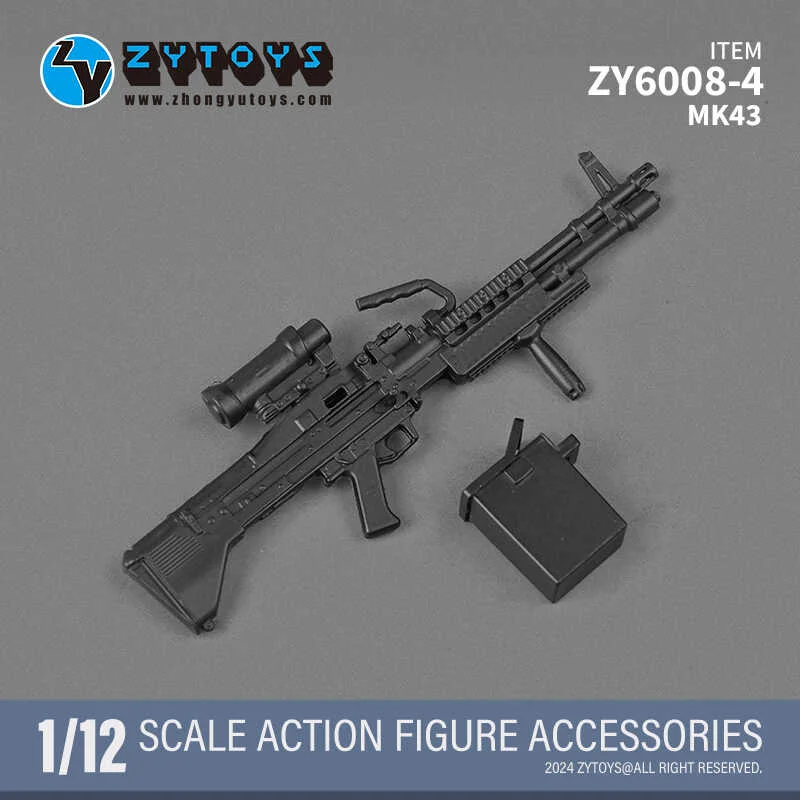 ZYTOYS ZY6008 1/12 군인 8pcs 세트 플라스틱 무기 모델 M1928 98K BREN MK43 AK74M MK13 M200 M82A1 맞는 6'' 액션 피규어 바디
