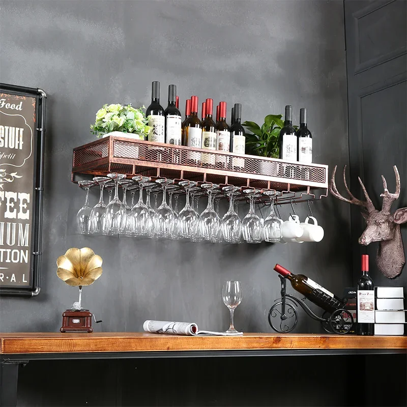 

Creative Wine Glass Rack Hanging Goblet Holder Upside Down Cup Storage Restaurant Iron Wall Rack Metal Stemware Wine Organizer