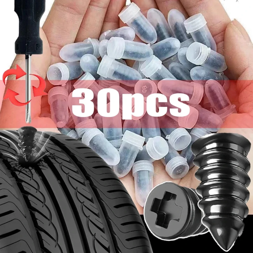 

Car Motorcycle Vacuum Tyre Repair Nails Truck Scooter Bike Tire Puncture Repair Tubeless Tools Rubber Metal Accessories 30Pcs