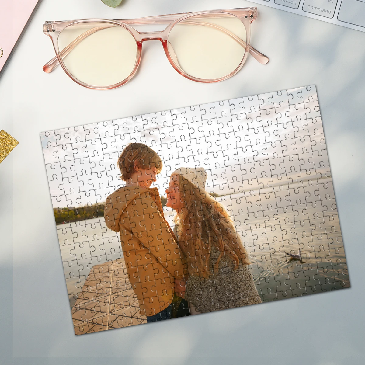 35/300/500/1027 ชิ้น จิ๊กซอว์ภาพถ่ายส่วนตัวแบบกำหนดเอง จิ๊กซอว์คู่รัก DIY ทำมือ กรอบรูปจิ๊กซอว์เป็นของที่ระลึกที่ไม่เหมือนใครสำหรับครอบครัว