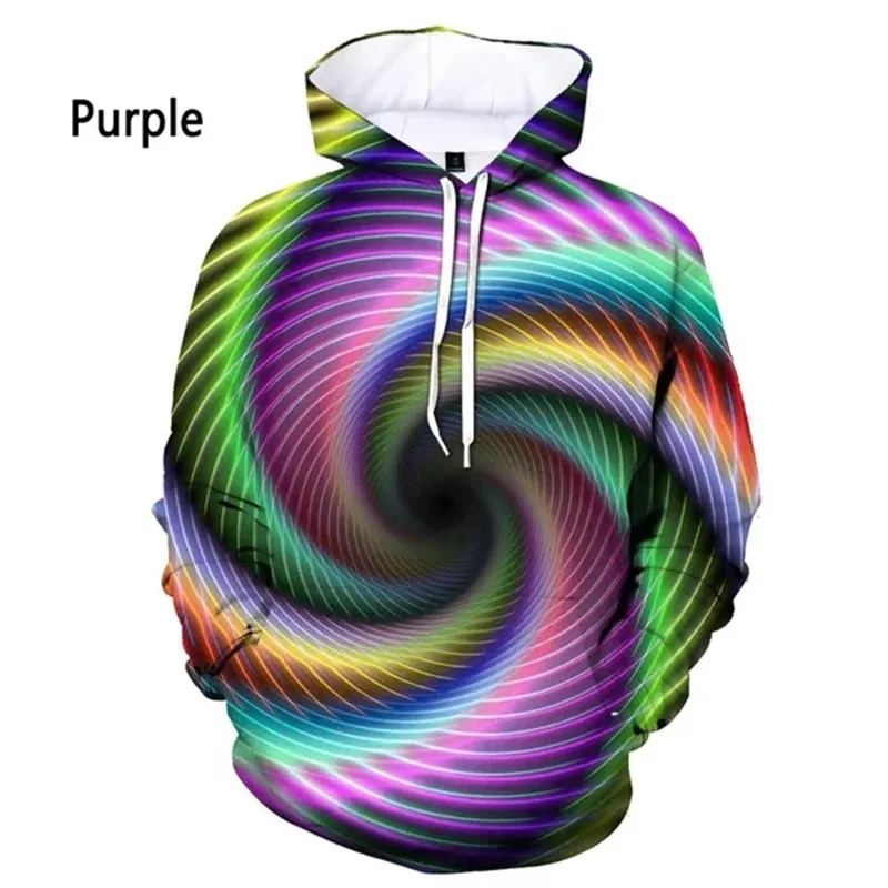 Mens Hoodies Personality Blue Vertigo Graphic Sweatshirts For Men Women 3D Printing Colorful Vertigo Hypnotic Pullovers Hoodies