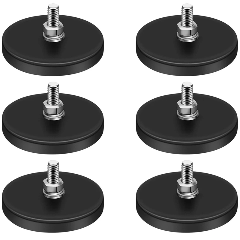 Rubber Coated Magnets,22LBS Neodymium Magnet Base With M6 Threaded Magnet With Bolts And Nuts,Strong Magnets Hold