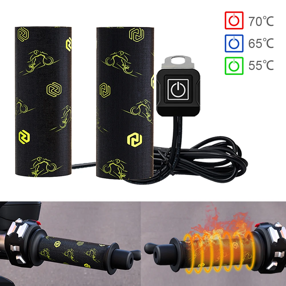 12V Motorcycle Heated Grips Handlebar Electric Hot Heated Grips Handlebar Warmer ATV Bike Handlebar Warmers Handle Grip