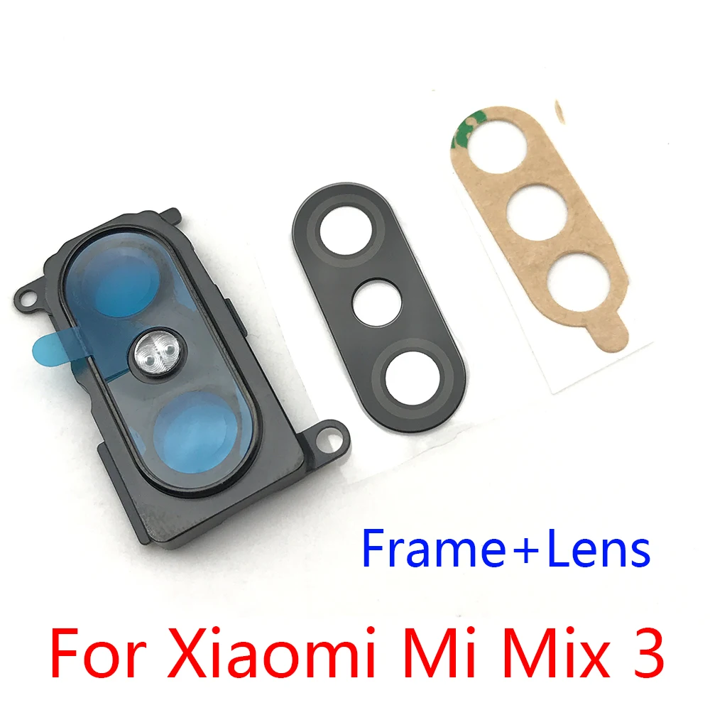 Original For Xiaomi Mi Mix 3 Mix3 Rear Back Camera Glass Lens +Camera Cover Circle Housing Flashlight lamp glass lens Xaomi