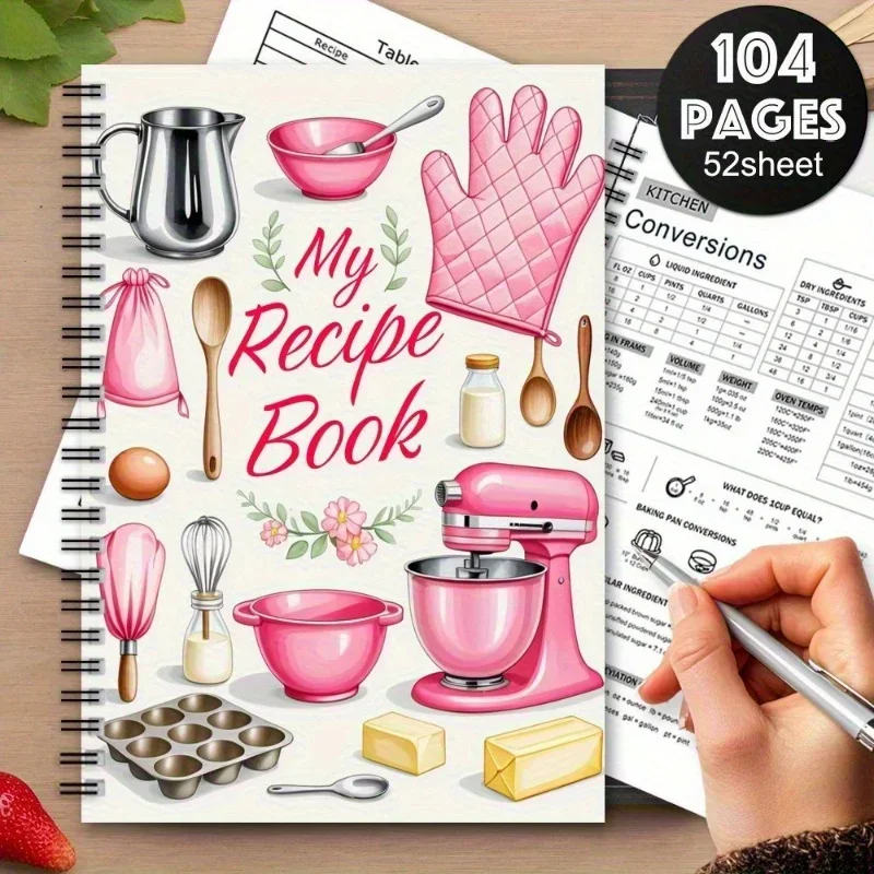 1 Recipe Notebook A kitchen planner with cute cooking patterns and pastel-colored food journal for home cooks and meal planners