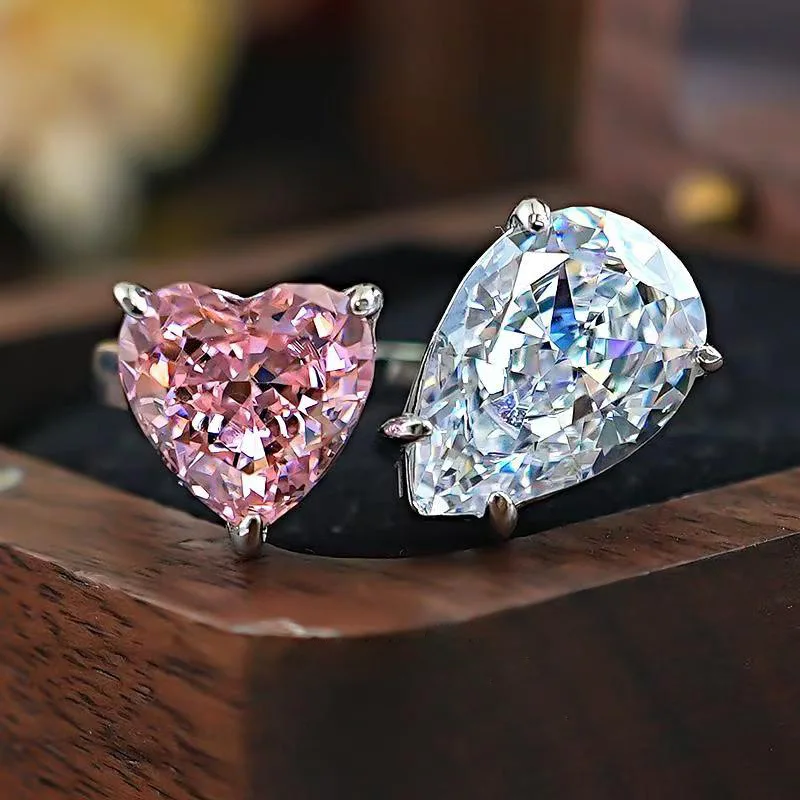 

Lovers Heart Lab Diamond Ring 925 Sterling Silver Party Wedding Band Rings for Women Bridal Engagement Jewelry Gift