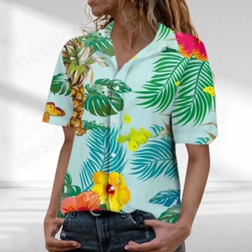 

Ladies' Floral Coconut Tree Leaf Print Casual Vacation Shirt Beach Style Women's Summer Top