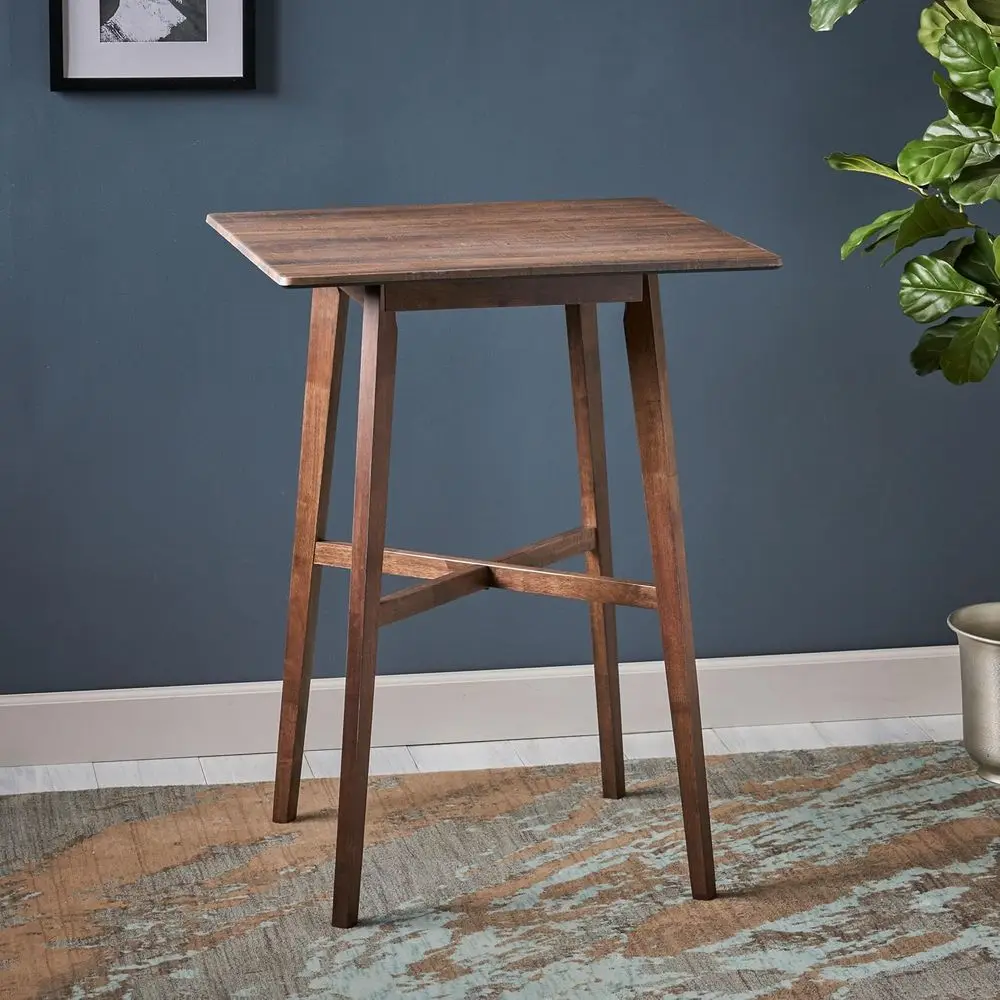 

42 Square Bar Height Table with Rubberwood Legs and Walnut Laminate Top for Dining or Home Bar
