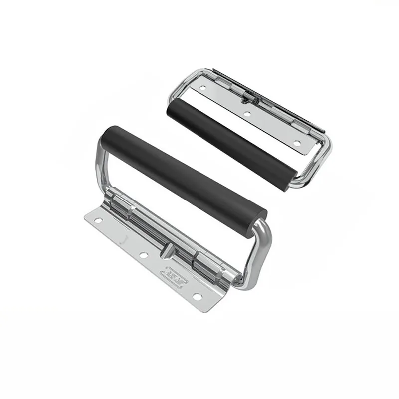1PCS Stainless Steel Heavy-Duty Spring Folding Handle Single-Sided Exposure for Aviation & Plastic Boxes