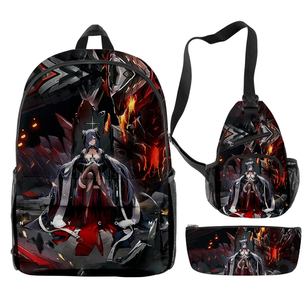 Harajuku Novelty Cool Azur Lane Game 3D Print 3pcs/Set pupil School Bags Travel Laptop Backpack Chest Bag Pencil Case