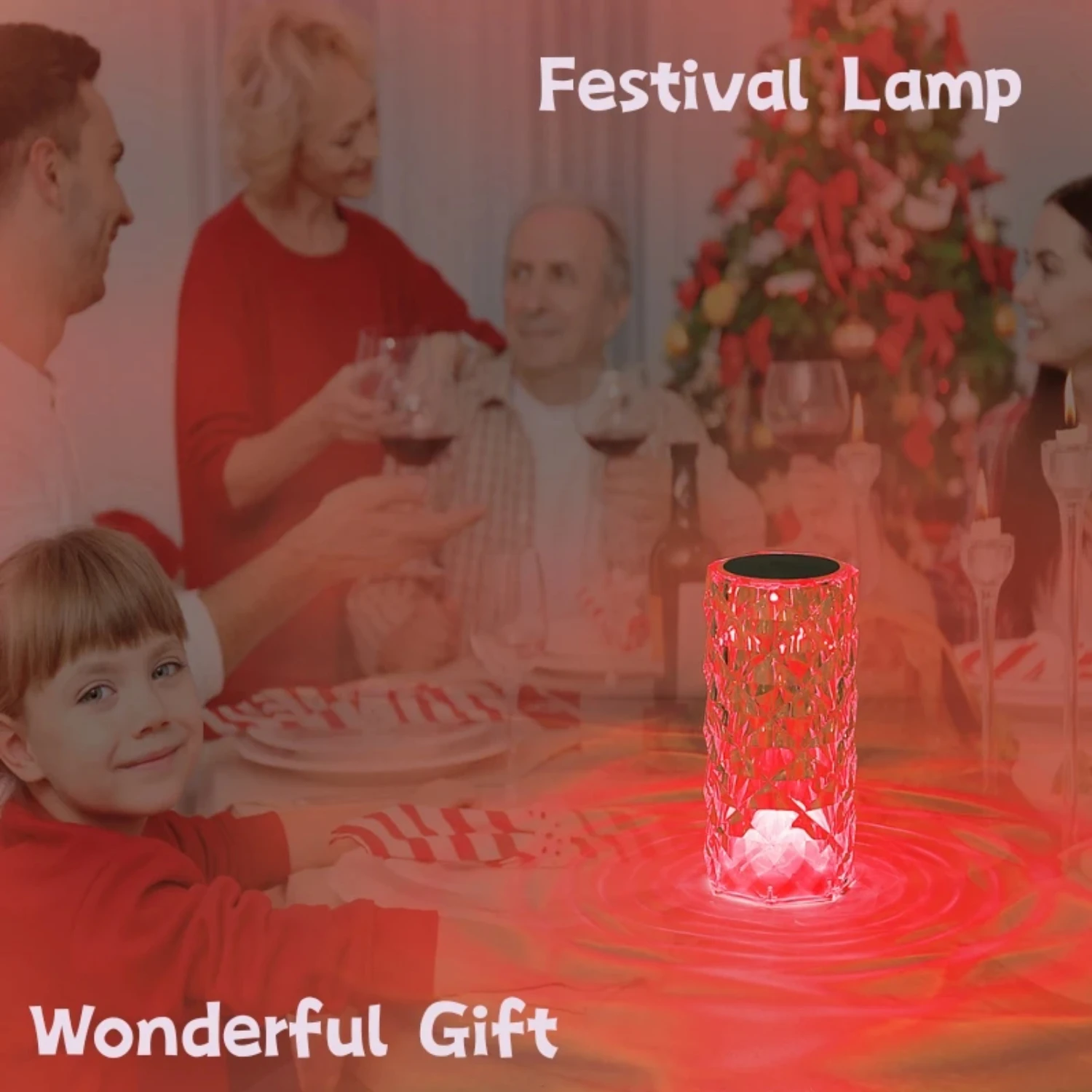 Rechargeable Crystal Rose LED Table Lamp | 16 Colors | Bedroom, Living Room, Bedside Decor