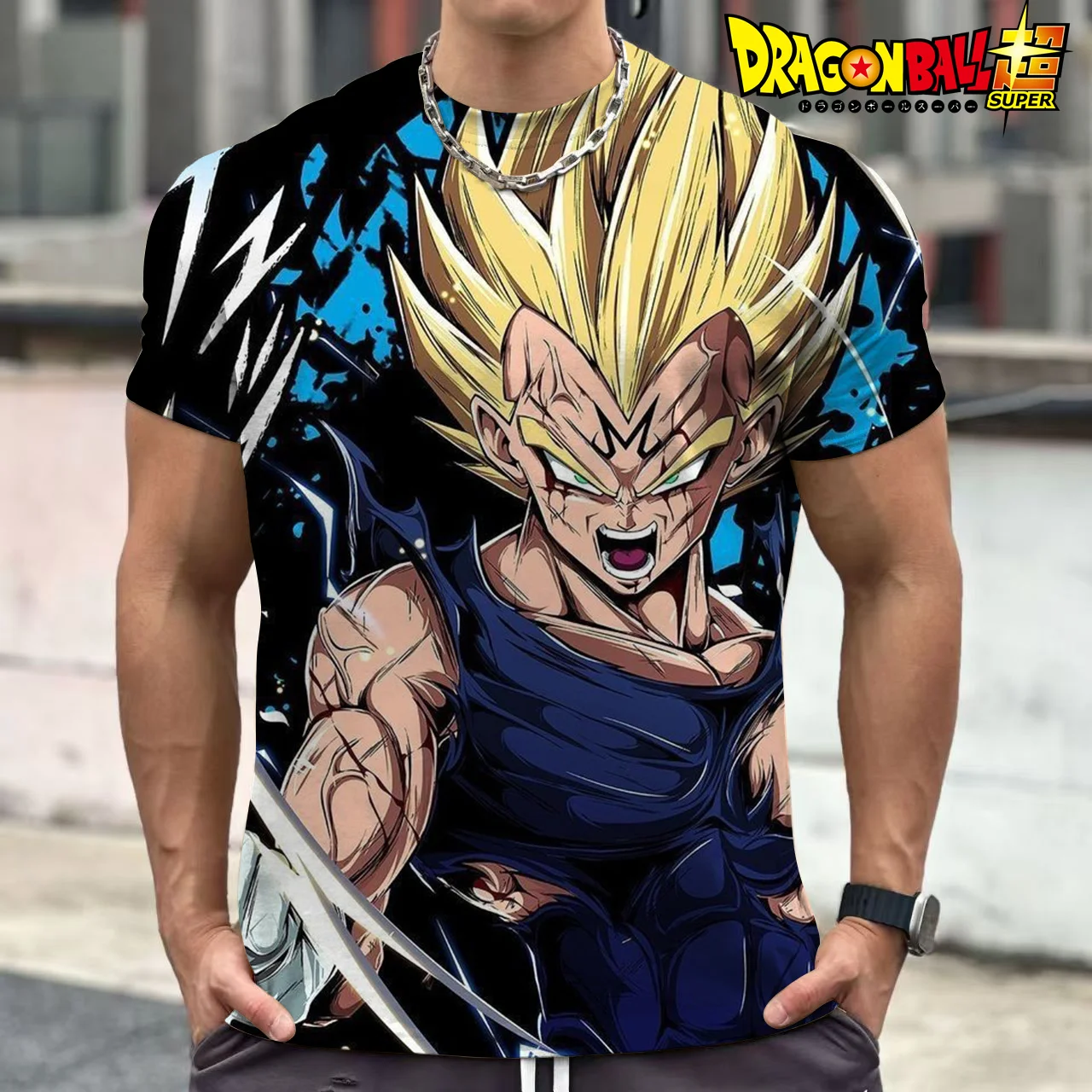 

Summer Dragon Ball Retro Fitness T-shirt Men's Oversized 3D Printed Short-sleeved Family Unisex Children's Sports Shirt