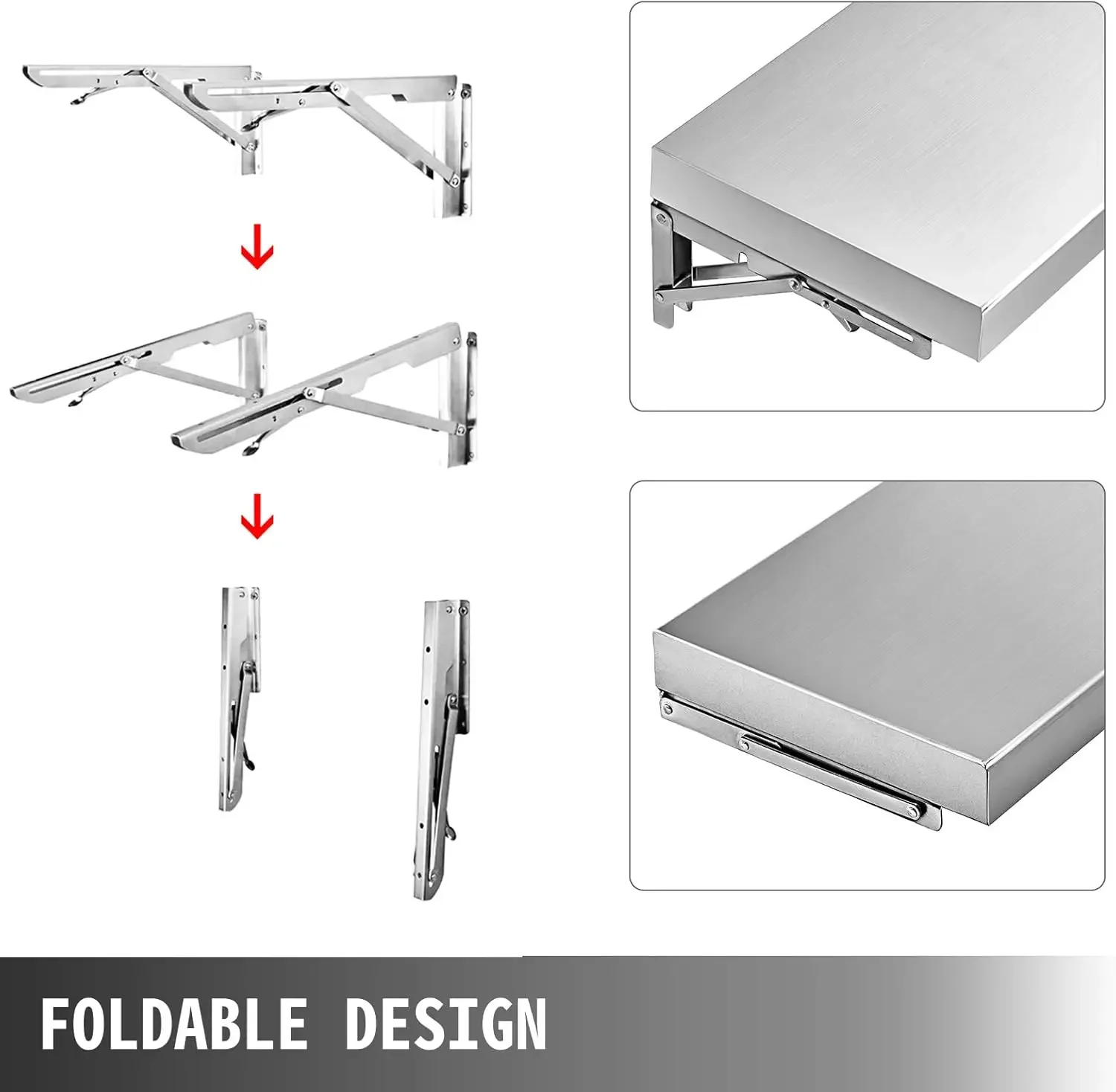 Concession Shelf 70.8L x 11.4W Inch with Stainless Steel Frame and Surface Board for Food Trailer Serving Window