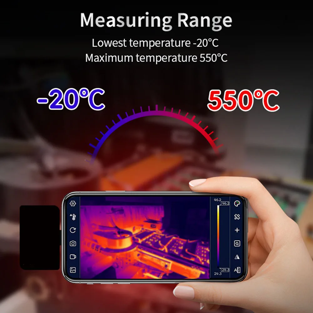 For Androids-T5 Smartphone Thermal Imaging Camera, Equipped With A 120*90 Infrared Sensor, -20°C~550°C, 5Hz Refresh Rate.