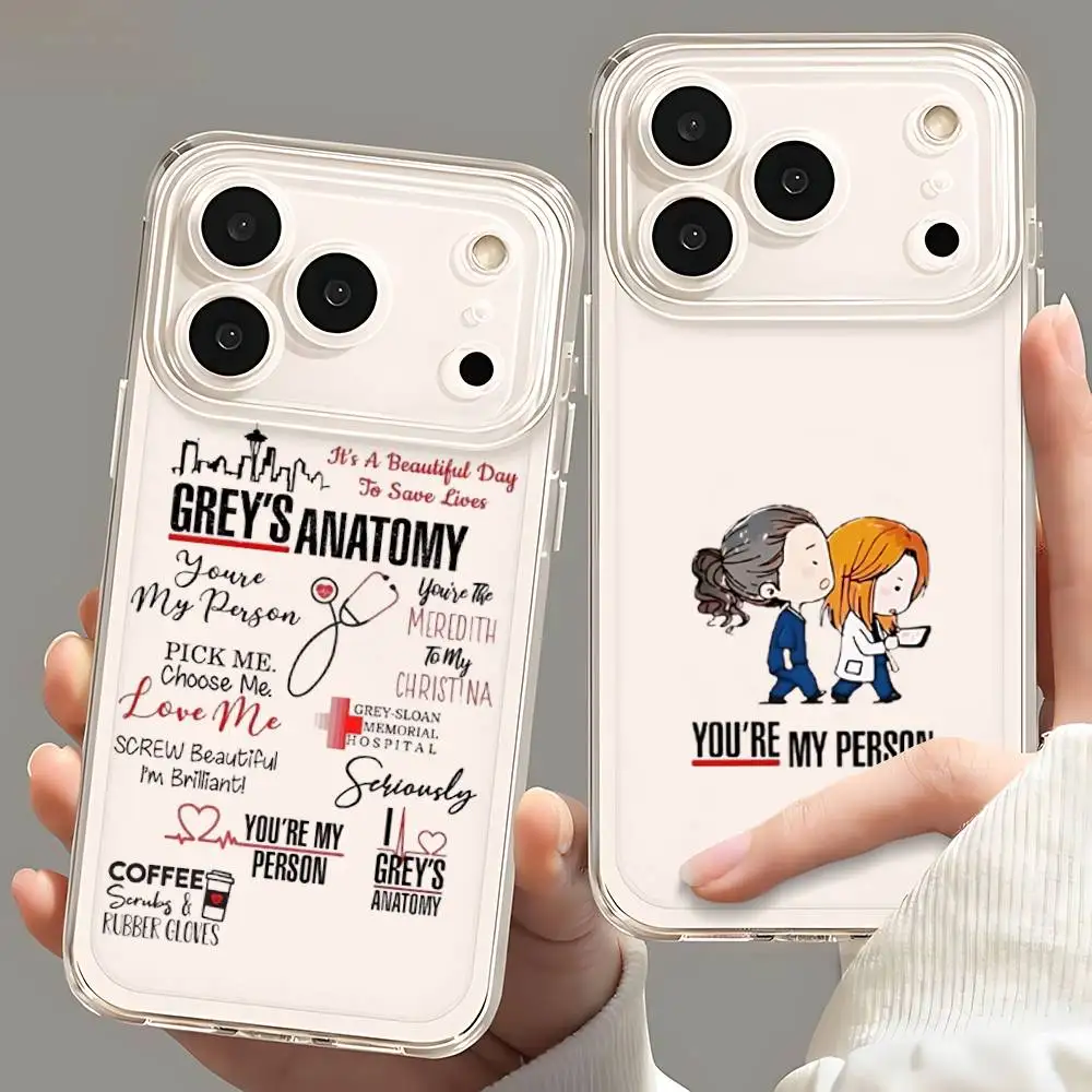 Capa de Silicone Antichoque You Are My Person Greys Anatomy para iPhone 17 16 15 14 13 12 11 Plus Pro Max Mini Slim Fit