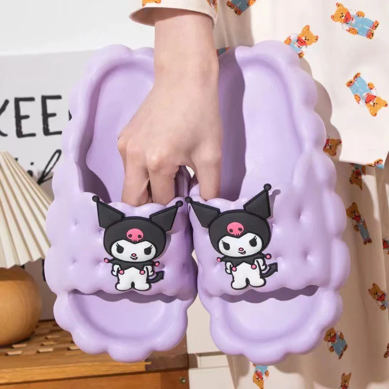 Cute Hello Kitty Sanrio Slippers Kuromi Cartoon Kawaii Anime Student Home Bathroom Bathing Anti-Slip Sandal Kids Toys Girls