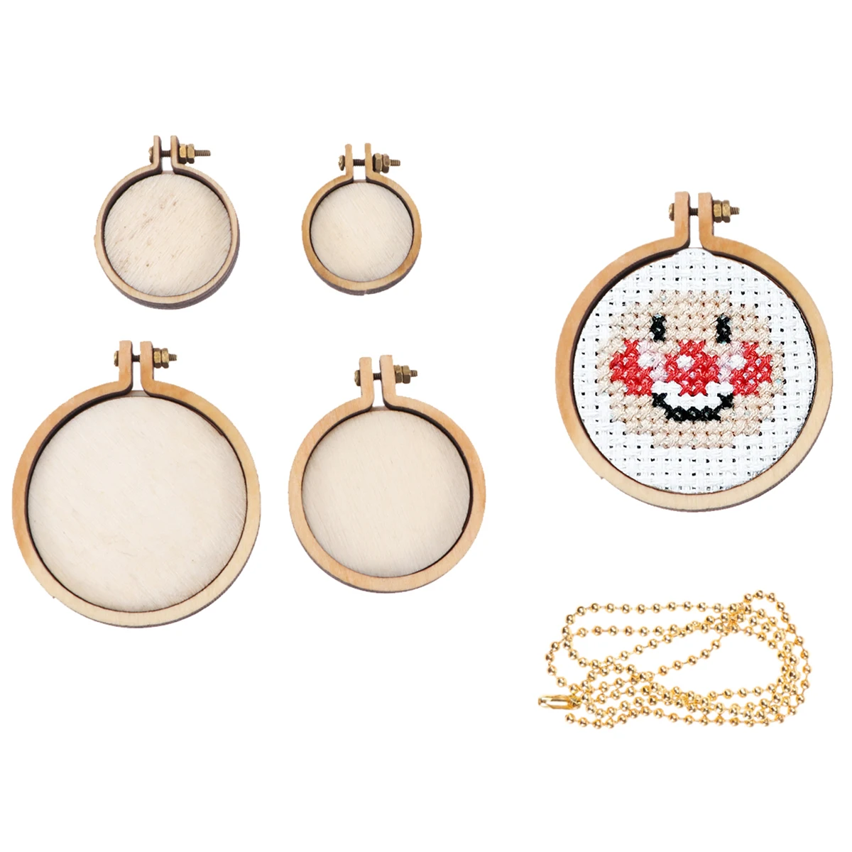 

5 pcs Wooden Embroidery Frames Cross Stitch Fixing Hoops Mini Round Rings 2.5cm 3cm 4cm 5cm Eco-Friendly Smooth Durable Sewing