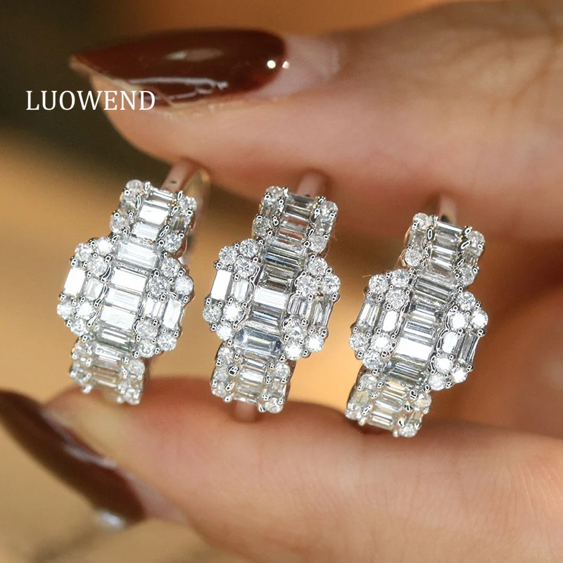 

Кольца LUOWEND из 100% белого золота 18 карат, модный дизайн, 0,52 карата, обручальное кольцо с настоящим натуральным бриллиантом для женщин, высокие свадебные украшения
