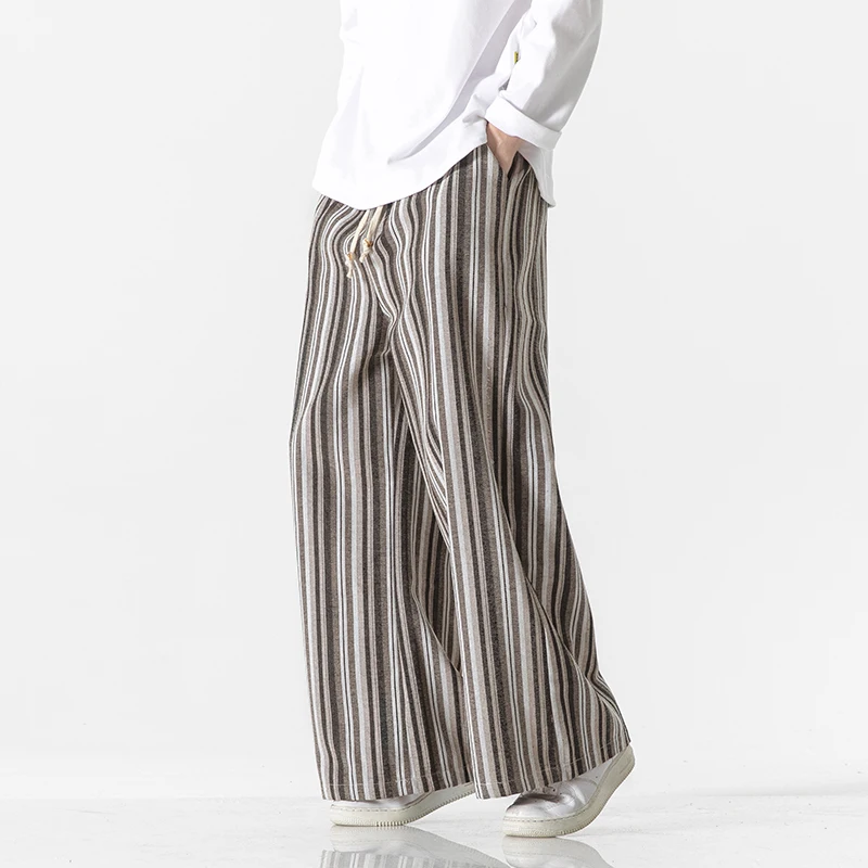 Autumn Winter Vintage Men’s Harem Pants Harajuku Oversized Casual Man Wide Leg Pants Loose Stripe Men Trousers Jogger Pants