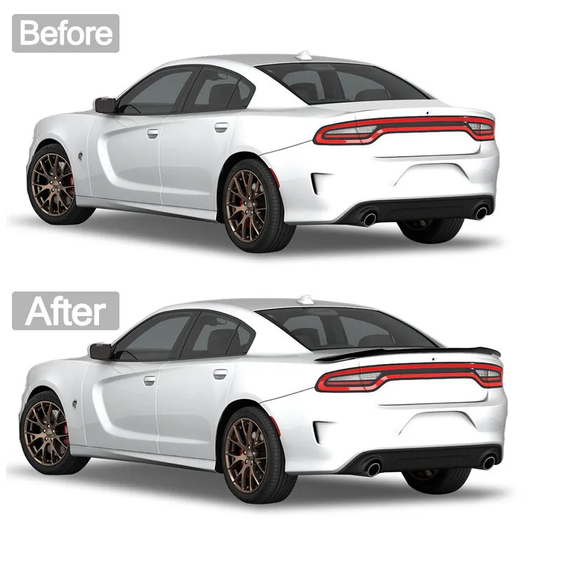 

For Dodge Charger SXT Trunk Spoiler SRT Hellcat Style Sedan 4-Door 2011-2021 Carbon Fiber Look Rear Roof Spoilers Wings Decor