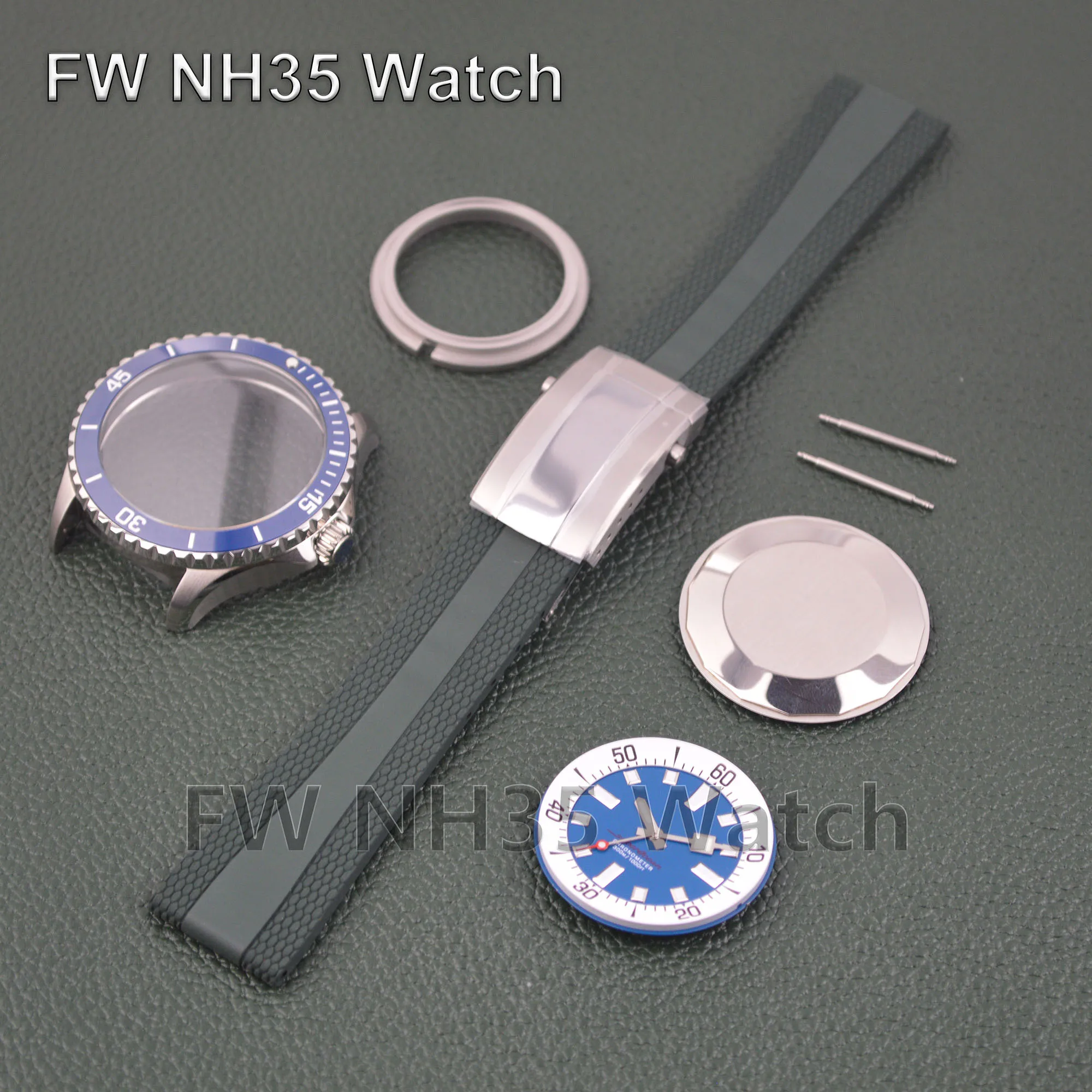 NH35 Watch Case Rubber Strap Luminous Dial Hands for Superocean Sapphire Glass 20ATM Waterproof 44mm Case fit NH35 Movement