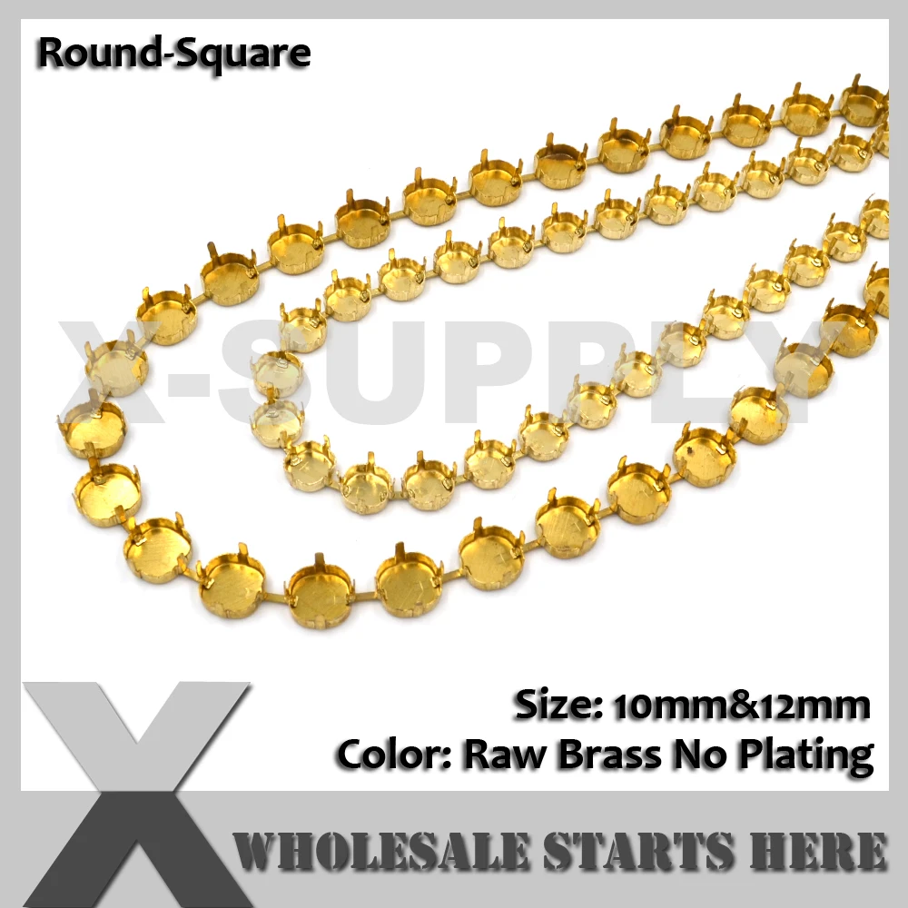 

Round Square Empty Cup Chain Without Rhinestones for Craft,Shoe,Jewelry,Bracelet 10mm and 12mm,10 Yards/Lot