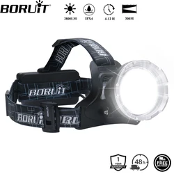 BOIRUiT B10 3800LM LED Headlamp Powerful 3-Mode Rechargeable 18650 Battery Waterproof Headlight for Camping And Hunting